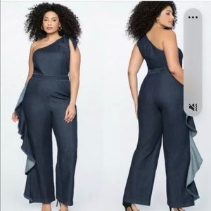 Eloquii Sz 18One Shoulder Denim Jumpsuit.